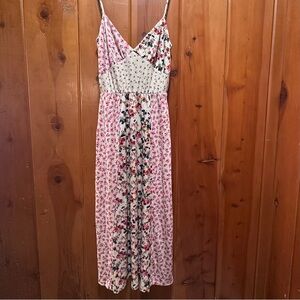 Zara Pink and White Floral Midi Dress